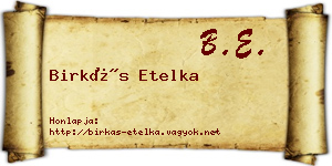 Birkás Etelka névjegykártya