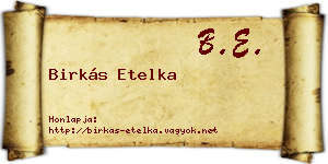 Birkás Etelka névjegykártya